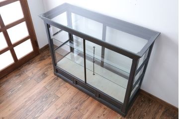 アンティーク家具　アンティークペイント　5面ガラスケース