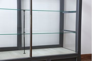 アンティーク家具　アンティークペイント　5面ガラスケース