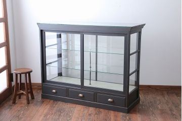 アンティーク家具　アンティークペイント　5面ガラスケース