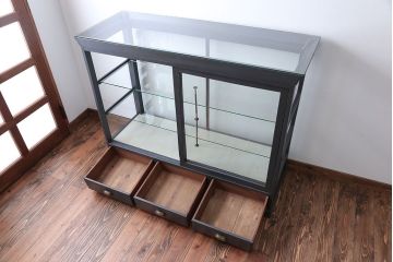 アンティーク家具　アンティークペイント　5面ガラスケース
