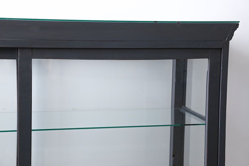 アンティーク家具　アンティークペイント　5面ガラスケース