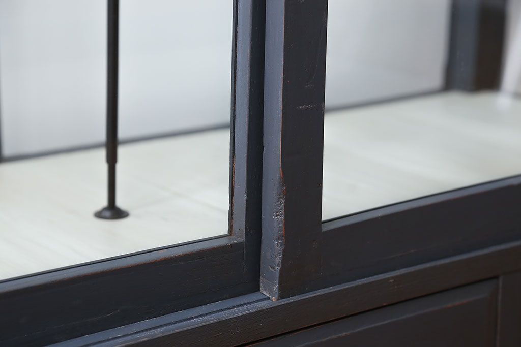 アンティーク家具　アンティークペイント　5面ガラスケース