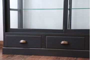 アンティーク家具　アンティークペイント　5面ガラスケース