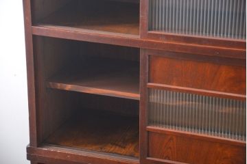 レトロ家具　昭和レトロ　モールガラス入り　重ね食器棚