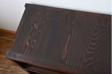 レトロ家具　昭和レトロ　モールガラス入り　重ね食器棚