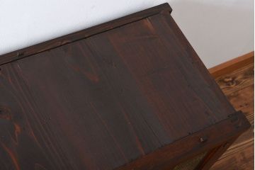 レトロ家具　昭和レトロ　モールガラス入り　重ね食器棚