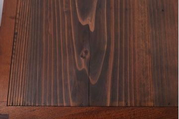 アンティーク家具　7杯引き出し付き　欅材のガラス戸収納棚