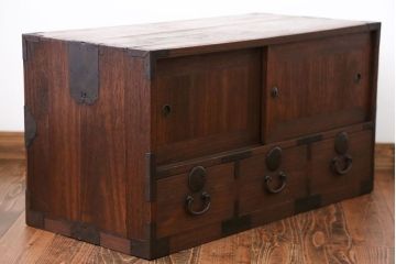 アンティーク家具　大正ロマン　桐材　時代箪笥ローボード(1、桐箪笥、桐たんす)