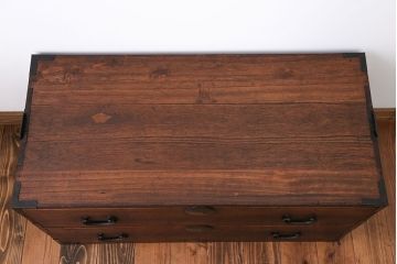 アンティーク家具　古民具・骨董　桐材　時代箪笥ローボード(2、桐箪笥、桐たんす)