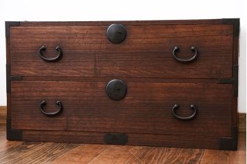 アンティーク家具　古民具・骨董　桐材　時代箪笥ローボード(2、桐箪笥、桐たんす)