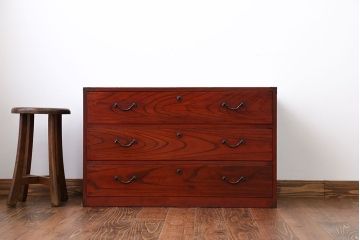 レトロ家具　昭和レトロ　欅材　時代箪笥ローボード(1)