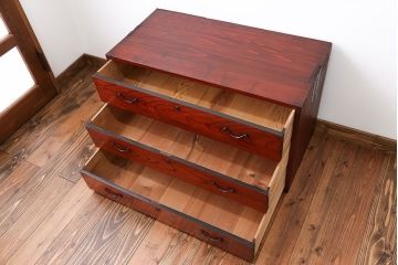 レトロ家具　昭和レトロ　欅材　時代箪笥ローボード(1)