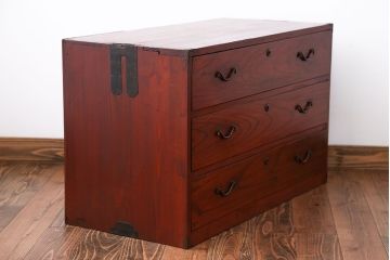 レトロ家具　昭和レトロ　欅材　時代箪笥ローボード(1)