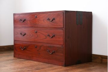 レトロ家具　昭和レトロ　欅材　時代箪笥ローボード(1)
