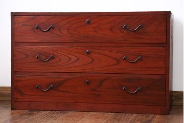 レトロ家具　昭和レトロ　欅材　時代箪笥ローボード(1)