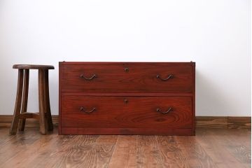 レトロ家具　昭和レトロ　欅材　時代箪笥ローボード(2)