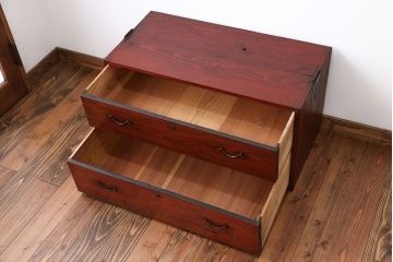 レトロ家具　昭和レトロ　欅材　時代箪笥ローボード(2)