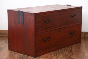 レトロ家具　昭和レトロ　欅材　時代箪笥ローボード(2)