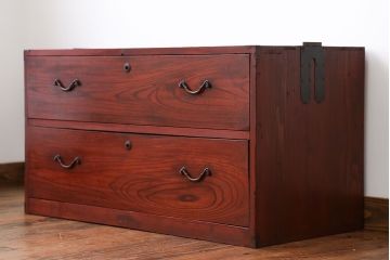 レトロ家具　昭和レトロ　欅材　時代箪笥ローボード(2)