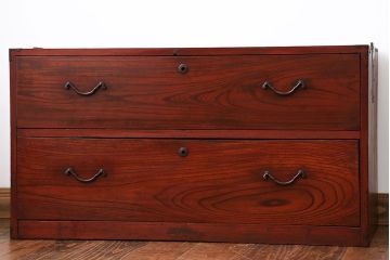 レトロ家具　昭和レトロ　欅材　時代箪笥ローボード(2)