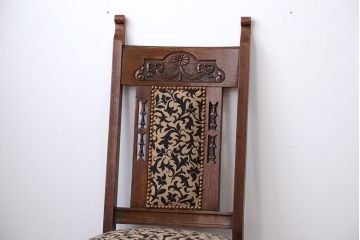 アンティーク家具　イギリスアンティーク　オーク材　キャスター付きチェア