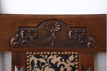 アンティーク家具　イギリスアンティーク　オーク材　キャスター付きチェア