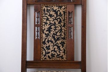 アンティーク家具　イギリスアンティーク　オーク材　キャスター付きチェア