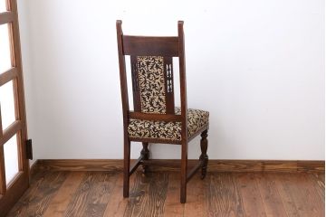 アンティーク家具　イギリスアンティーク　オーク材　キャスター付きチェア