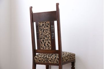 アンティーク家具　イギリスアンティーク　オーク材　キャスター付きチェア