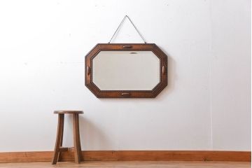 アンティーク雑貨　イギリスアンティーク　オーク材　壁掛けミラー
