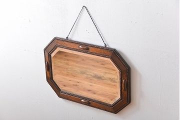 アンティーク雑貨　イギリスアンティーク　オーク材　壁掛けミラー