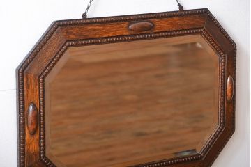 アンティーク雑貨　イギリスアンティーク　オーク材　壁掛けミラー