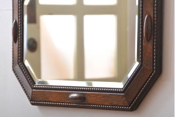 アンティーク雑貨　イギリスアンティーク　オーク材　壁掛けミラー