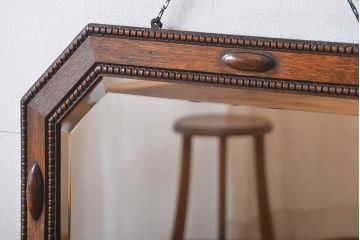 アンティーク雑貨　イギリスアンティーク　オーク材　壁掛けミラー