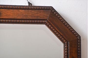 アンティーク雑貨　イギリスアンティーク　オーク材　壁掛けミラー