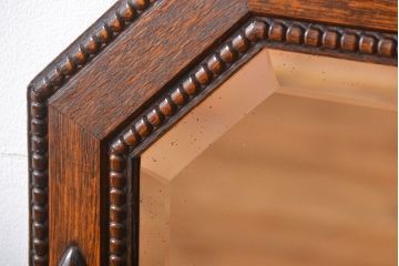 アンティーク雑貨　イギリスアンティーク　オーク材　壁掛けミラー