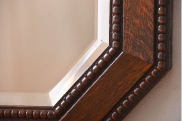 アンティーク雑貨　イギリスアンティーク　オーク材　壁掛けミラー