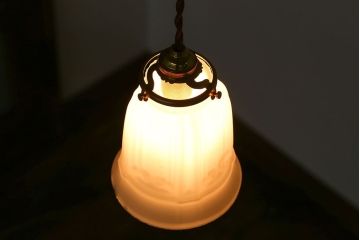 イギリスアンティーク　ガラスシェード照明