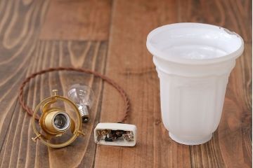 イギリスアンティーク　ガラスシェード照明