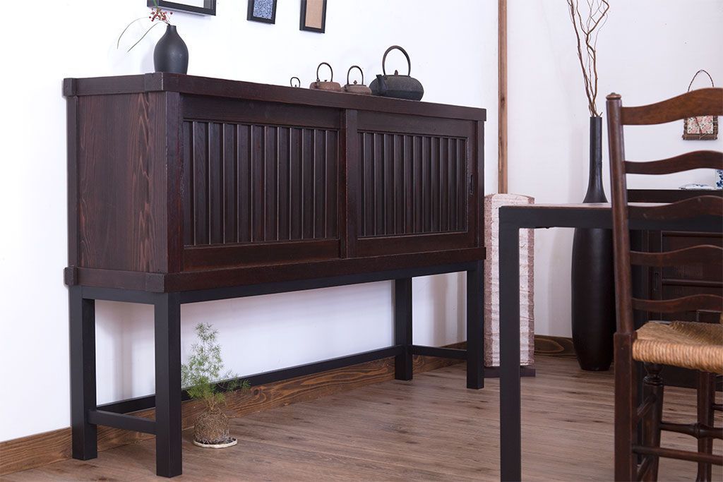 アンティーク家具　古民具・骨董　脚付き!六尺　水屋箪笥サイドボード