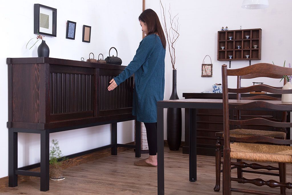 アンティーク家具　古民具・骨董　脚付き!六尺　水屋箪笥サイドボード