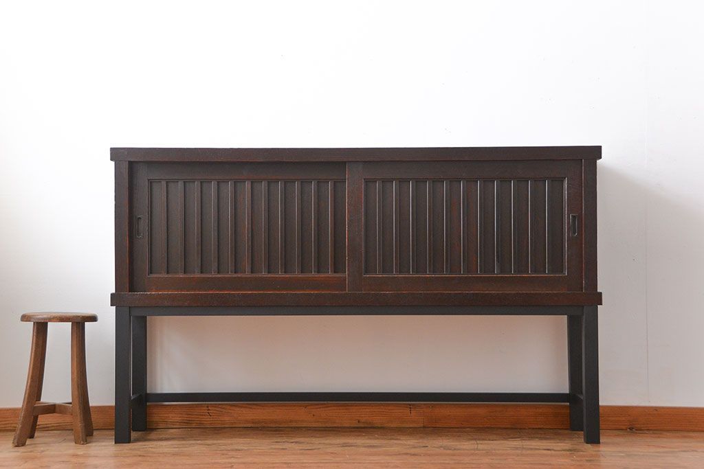 アンティーク家具　古民具・骨董　脚付き!六尺　水屋箪笥サイドボード