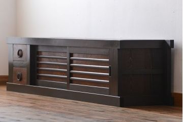 アンティーク家具　古民具・骨董　水屋箪笥ローボード(テレビ台、キャビネット、収納棚)