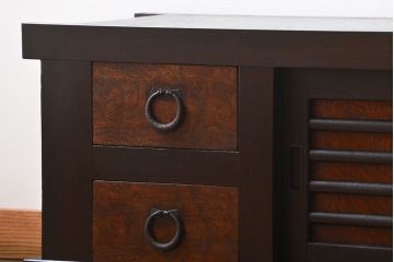 アンティーク家具　古民具・骨董　水屋箪笥ローボード(テレビ台、キャビネット、収納棚)