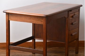 ヴィンテージ家具　イギリスビンテージ　オーク材　片袖机
