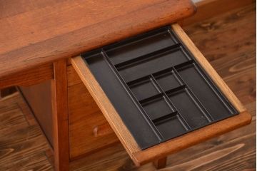 ヴィンテージ家具　イギリスビンテージ　オーク材　片袖机
