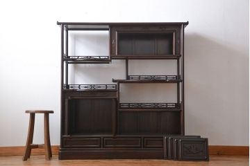 アンティーク家具　古民具・骨董　黒檀材の茶棚(飾り棚)