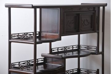 アンティーク家具　古民具・骨董　黒檀材の茶棚(飾り棚)