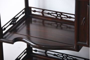 アンティーク家具　古民具・骨董　黒檀材の茶棚(飾り棚)