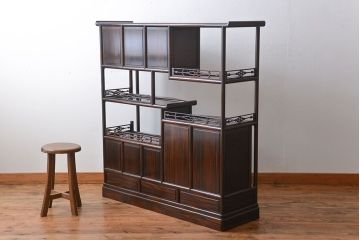 アンティーク家具　古民具・骨董　黒檀材の茶棚(飾り棚)
